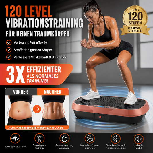🔥 Vibrationsplatte mit 120 Stufen – Bringen Sie Schwung in Ihr Fitnesstraining 💪