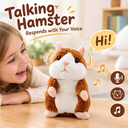 Sprechender Plüsch-Hamster – wiederholt alles, was man sagt, bewegt dabei automatisch den Kopf; ein Riesenspaß für Kinder und Erwachsene-Gcom