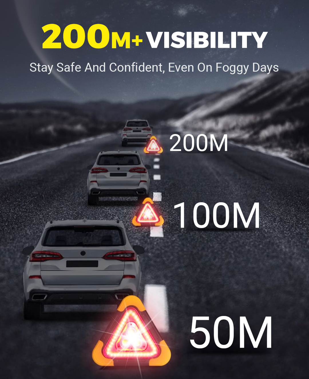 🔥2025 Neuankömmling🔥 3-IN-1 Solar-Notdreieck-Warnleuchte am Straßenrand