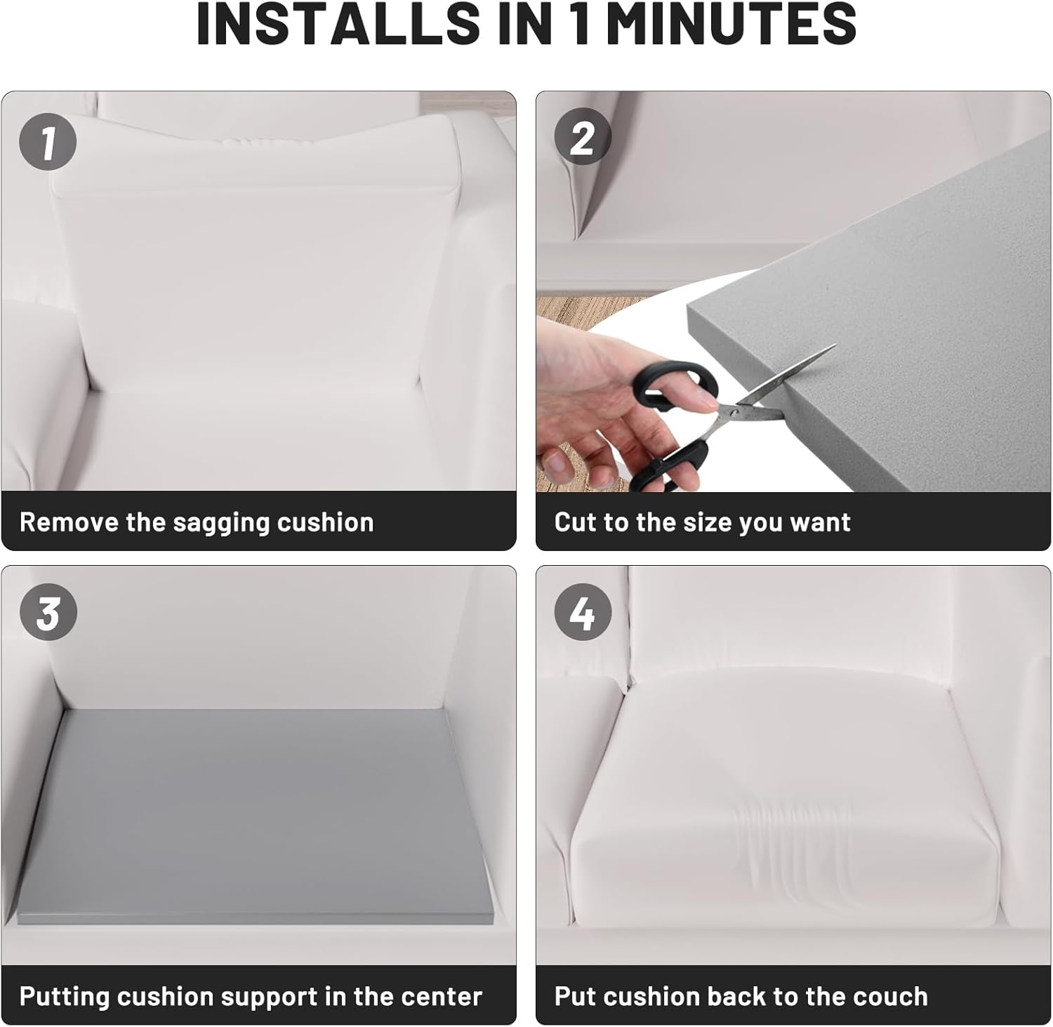 Sofakissen-Unterstützung für durchhängende Sitze