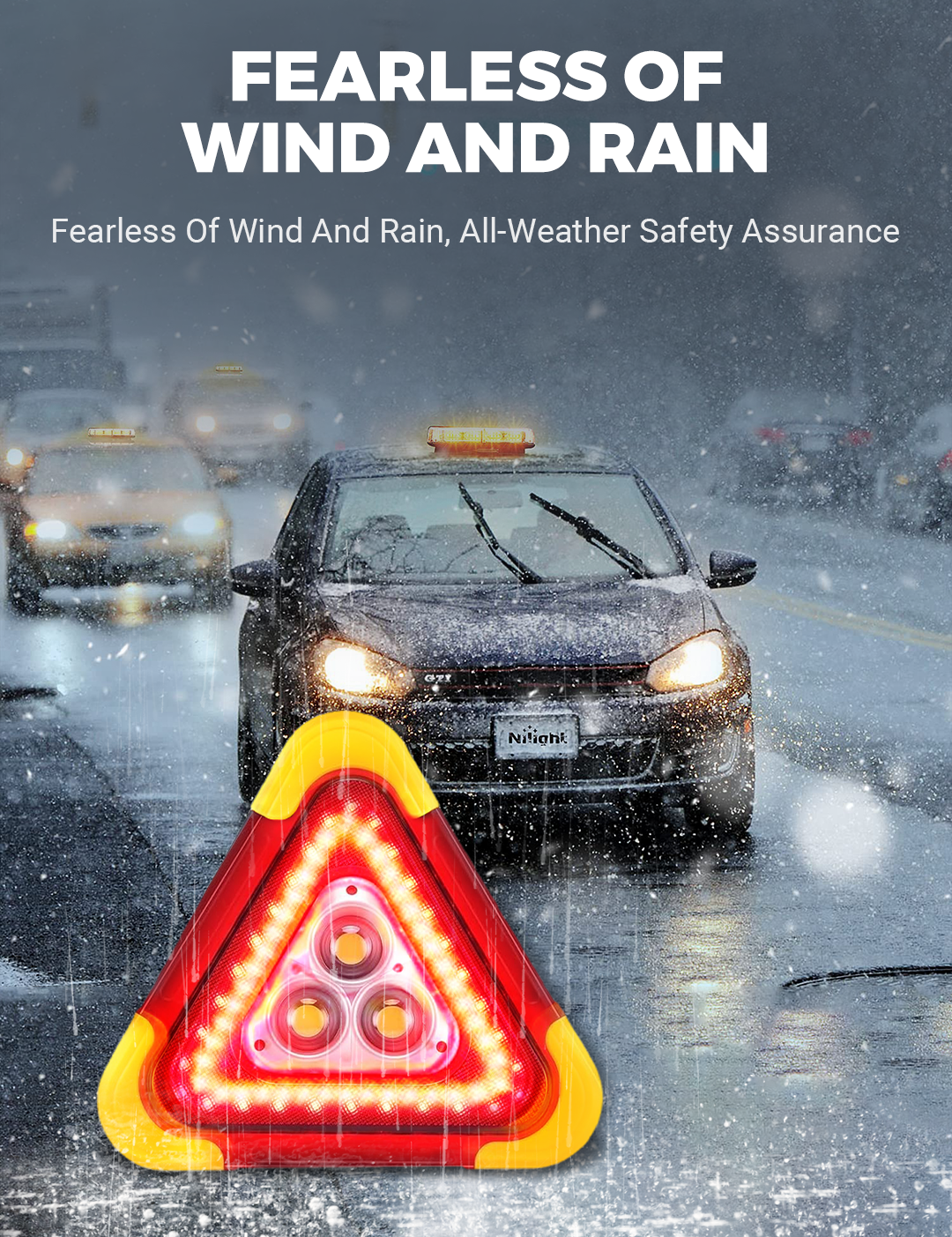 🔥2025 Neuankömmling🔥 3-IN-1 Solar-Notdreieck-Warnleuchte am Straßenrand