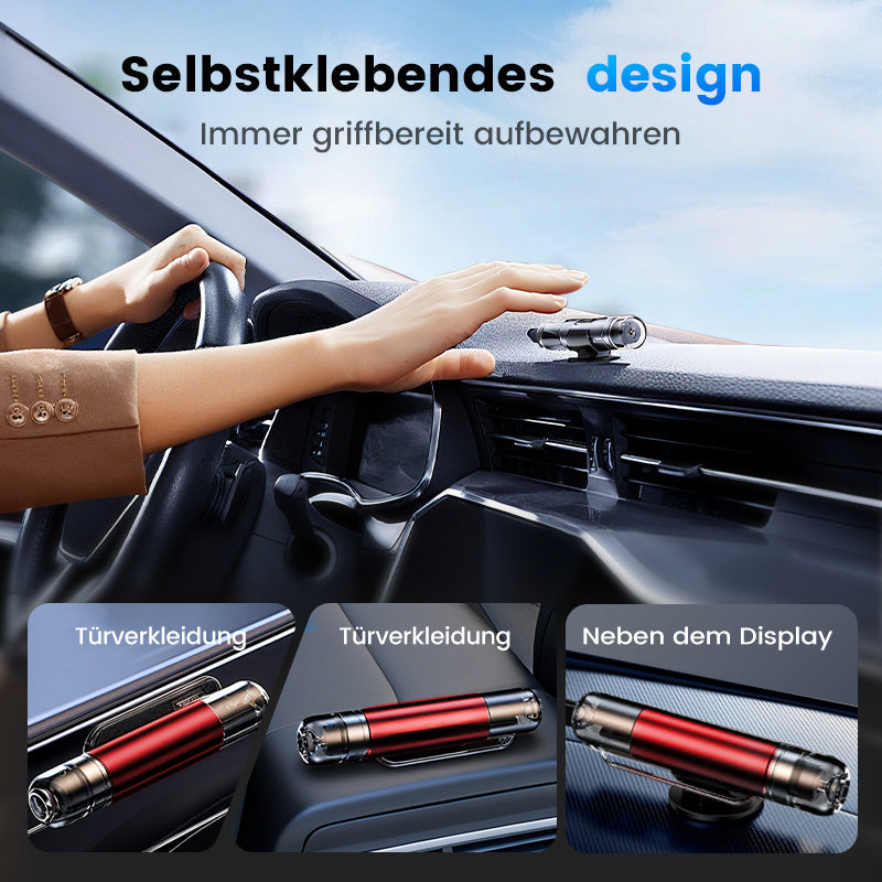 🔥🚨Lebensrettender Auto-Nothammer mit Wolframspitze und Gurtschneider