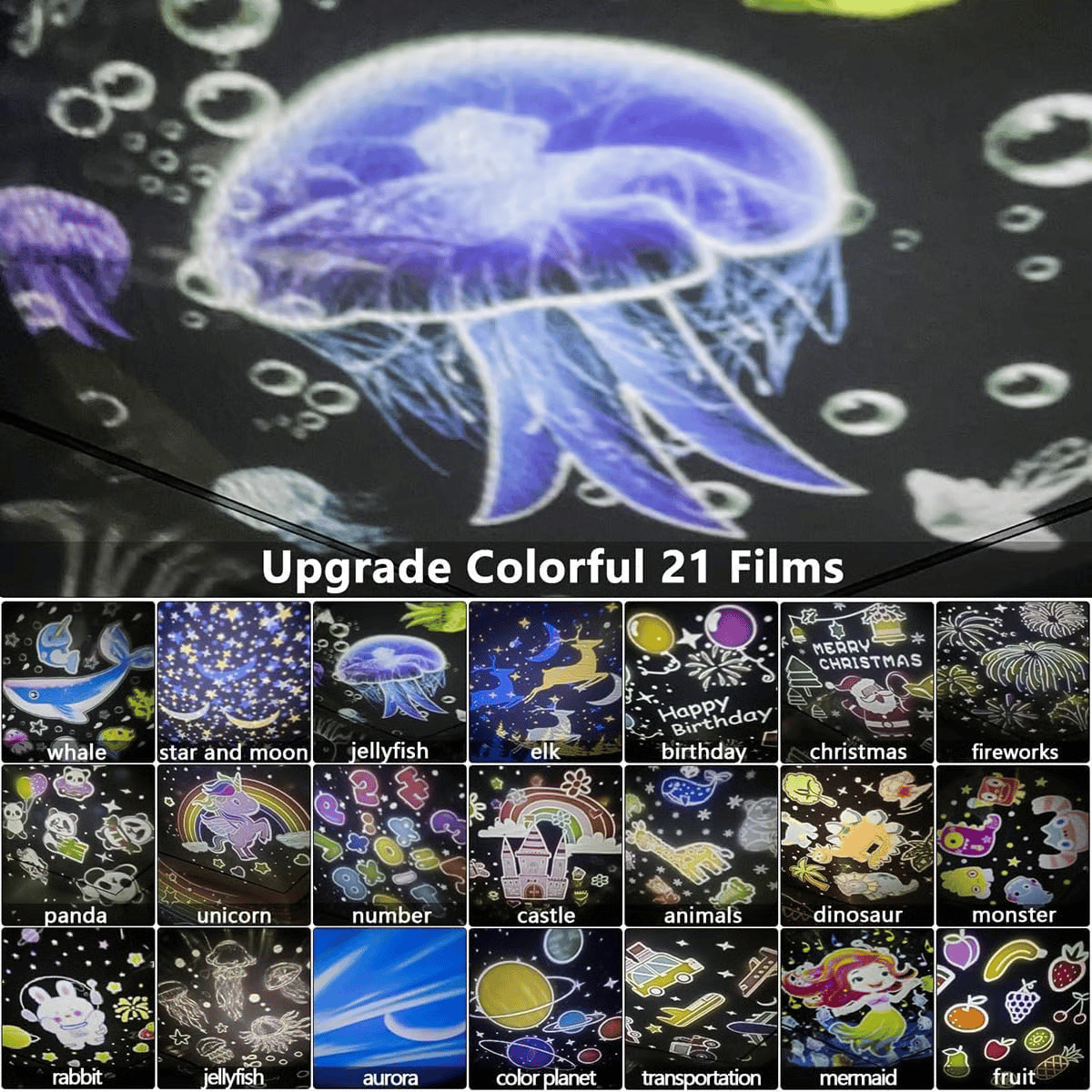 🎃👻 Kinder-Nachtlicht-Projektor mit 15 Filmen 🔋Type-C Aufladung