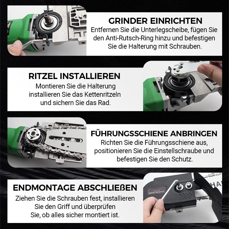 🔥Bausatz zum Umbau eines Winkelschleifers in eine elektrische Kettensäge