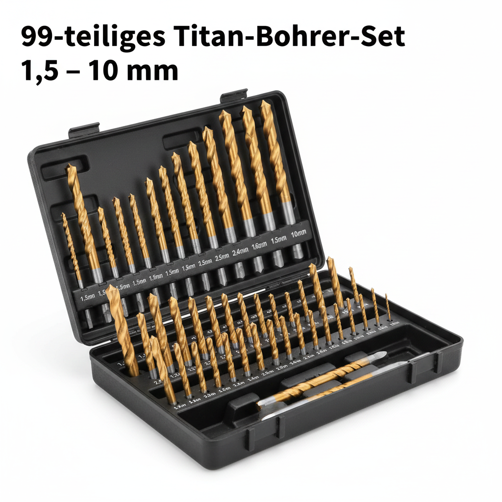 99-teiliges Titan-Bohrer-Set im Koffer