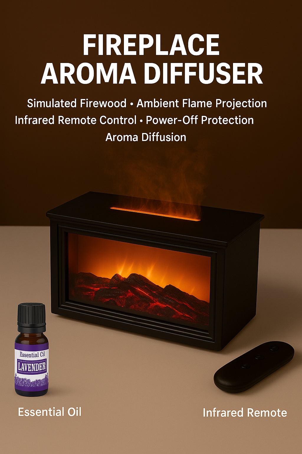 🔥 50 % RABATT 💦 Luftbefeuchter mit Kaminfeuer-Effekt – 7 LED-Farben und Fernbedienung, beruhigende Atmosphäre für Zuhause/Büro 🌙📦