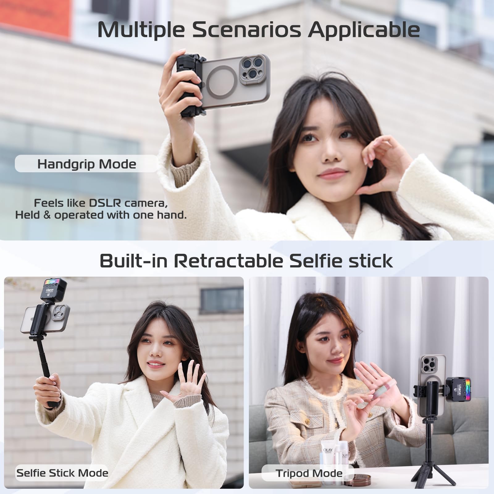 😍📱Ausziehbares Selfie Stick Stativ im Taschenformat mit abnehmbarer Fernbedienung📸