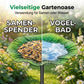 Bunter Vogelfutterspender als Blumenstab für den Garten