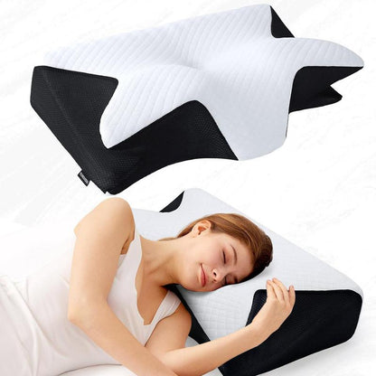 Gedächtnisschaum-Nackenkissen, atmungsaktives Design, bequemes und stützendes Nackenkissen, Schlafkissen für Seiten- und Rücken-Schläfer