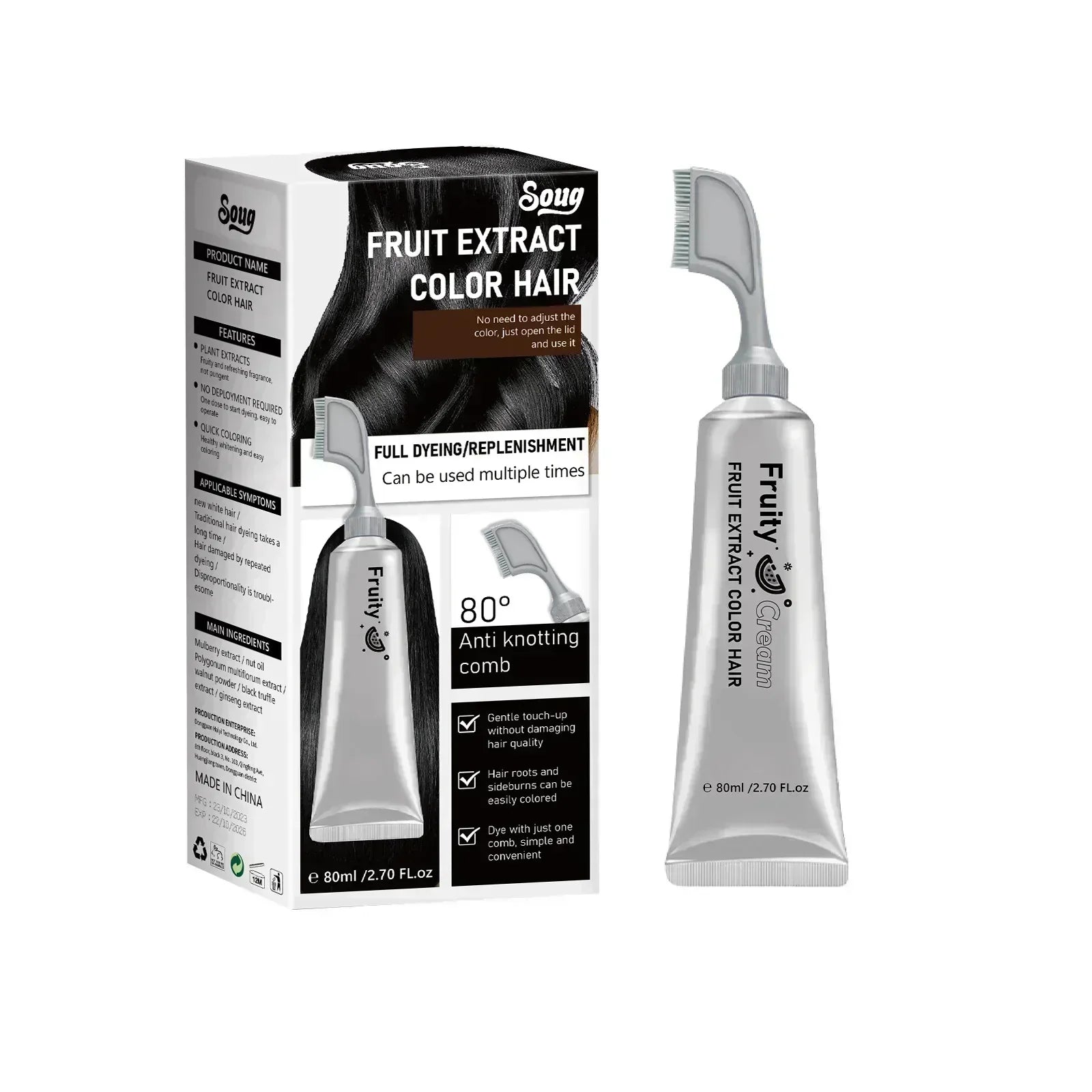 Fruchtessenz-Haarfärbekamm – Sanft färbend und pflegend für glänzendes Haar 💇‍♀️🌟