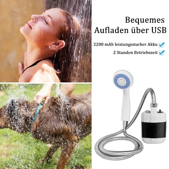 🚿✨Tragbare Campingdusche Mit Einstellbarem Durchfluss ✨Für Einfaches Und Bequemes Reinigen Im Freien!