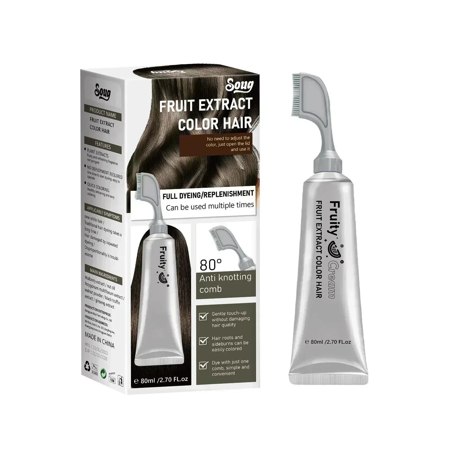 Fruchtessenz-Haarfärbekamm – Sanft färbend und pflegend für glänzendes Haar 💇‍♀️🌟