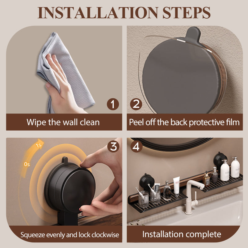 ✨2025 Neues Design🌸Walnuss-Saugnapf-Badezimmerregal