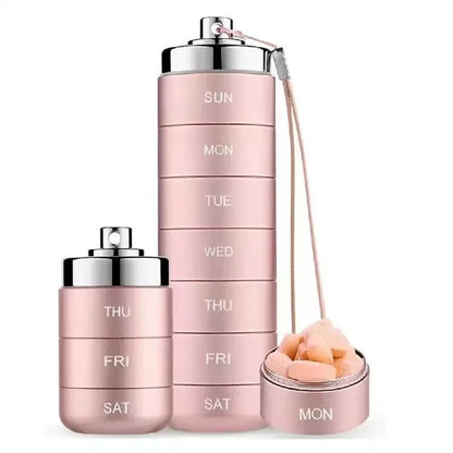 Metall-Reise-Pillendose – 7-Tage-Organizer, stapelbar, wasserdicht, groß