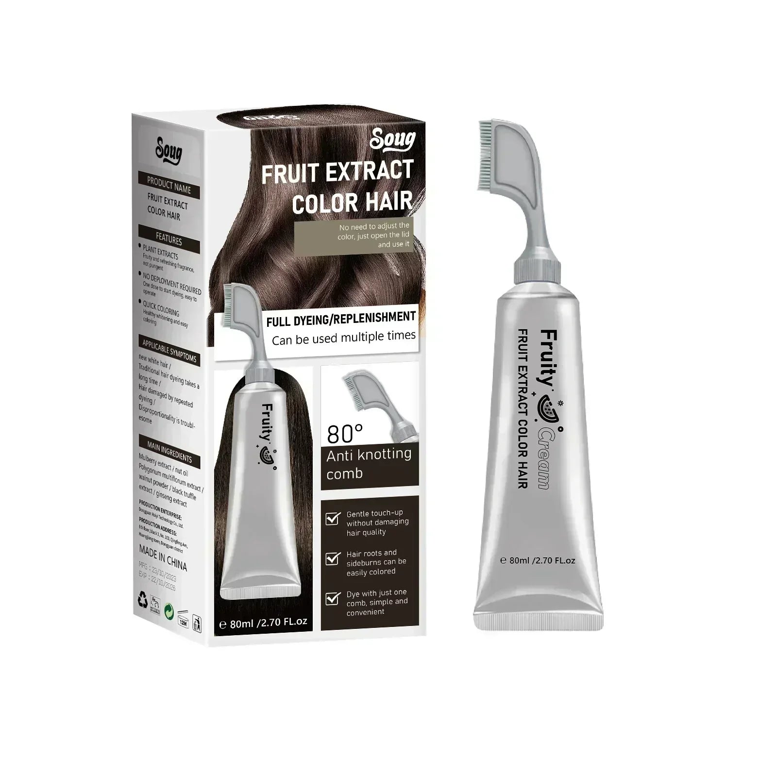 Fruchtessenz-Haarfärbekamm – Sanft färbend und pflegend für glänzendes Haar 💇‍♀️🌟