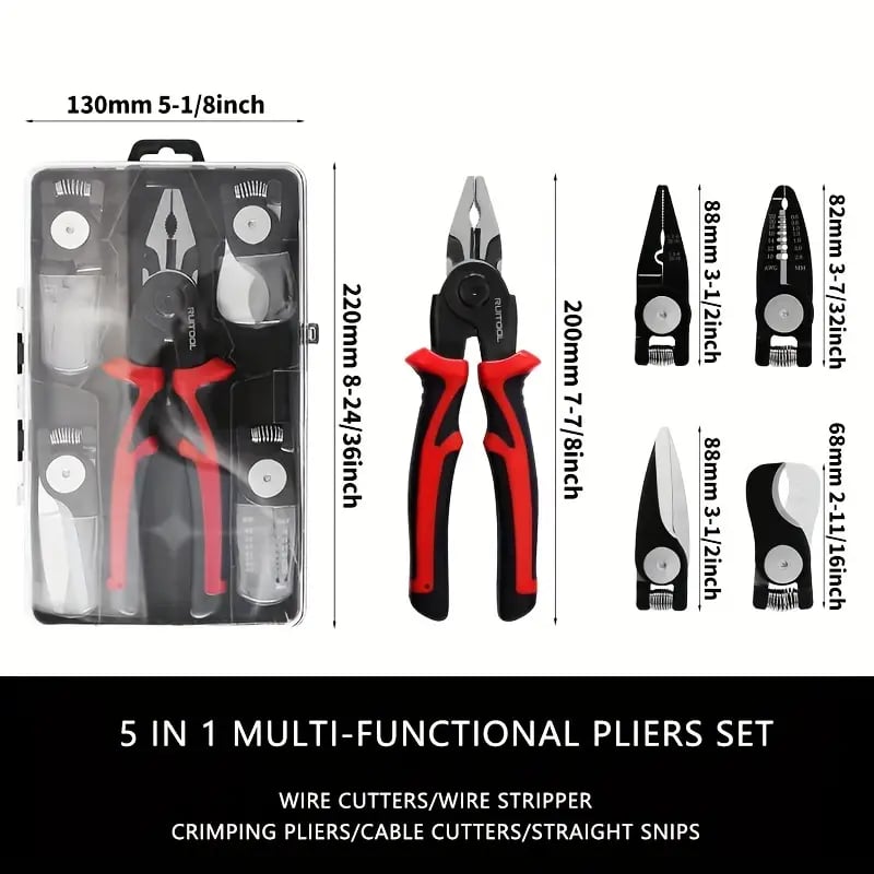 5-in-1-Zangenset, Mehrzweckzange mit austauschbarem Kopf