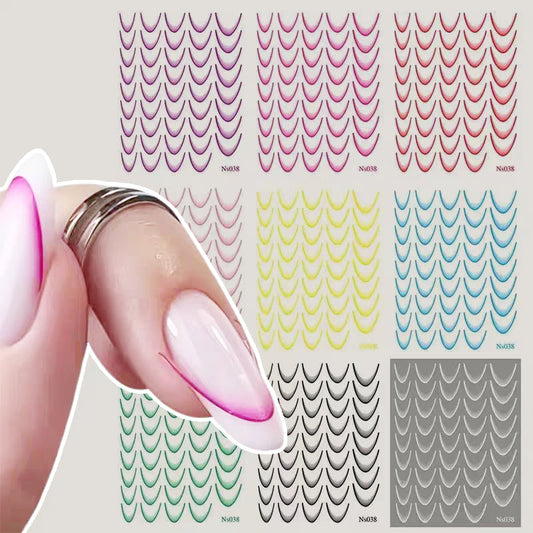Minimalistische Gradient 3D Arc-Moon Nail Art Aufkleber