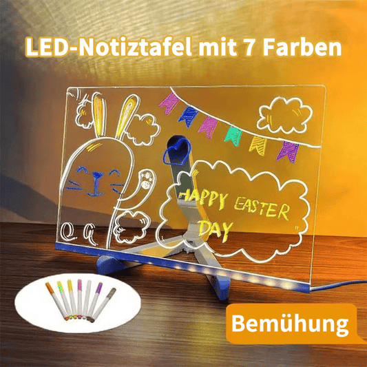🎁LED-Zeichentafel (inklusive 7 Neonstifte und 25 Malschablonen)