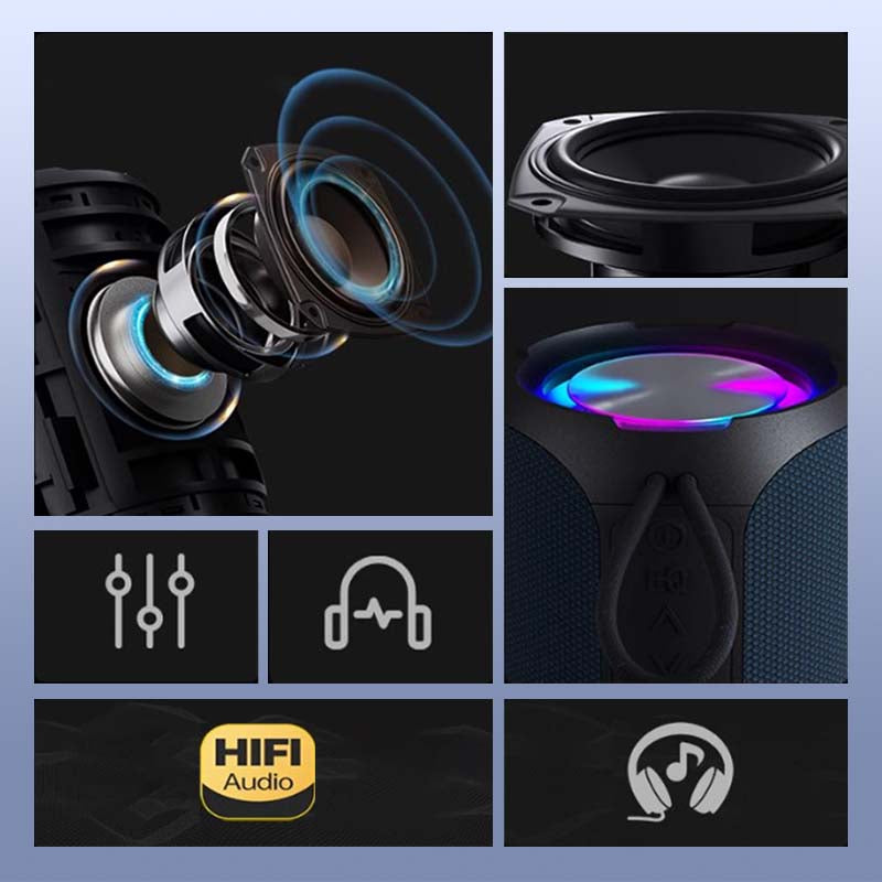 Tragbarer Bluetooth-Lautsprecher mit 40 W Spitzenleistung und RGB-Beleuchtung