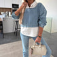 🩵Modisches zweiteiliges Set aus langärmligem Jeansoberteil und Hose für Damen