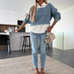 🩵Modisches zweiteiliges Set aus langärmligem Jeansoberteil und Hose für Damen