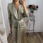 Metallic-Langarm-Krawatten-Bodycon-Kleid mit V-Ausschnitt