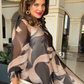 Rundhalsausschnitt Langarm bedrucktes fließendes Kleid 🍒🥰 hautfreundliches Material