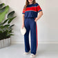 Damen Zweiteiliger Farbblock-Trainingsanzug Casual