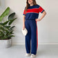 Damen Zweiteiliger Farbblock-Trainingsanzug Casual