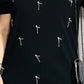 👗Damen Kleid mit Strassverzierungen und Kurzarm