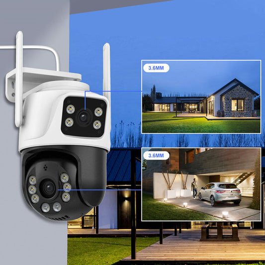 Dual-Objektiv-Überwachungskamera für Innen und Außen – IP66 Wasserdicht