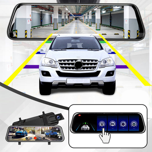 Rückspiegel-Dashcam 10 Zoll 1080P - Duale Kameras, Nachtsicht & 24/7-Parkmöberwachung | Loop-Aufnahme, G-Sensor, Inkl. 64GB