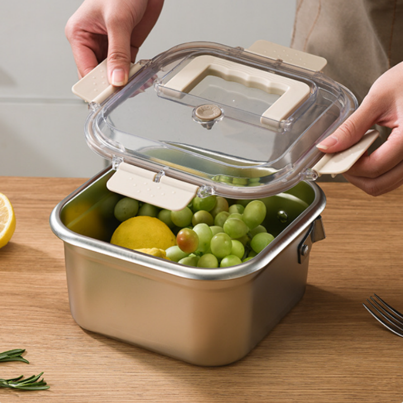 Multifunktion-Set: Fritteuse mit Frischhaltedose-Funktion (abnehmbarer Griff + Deckel)