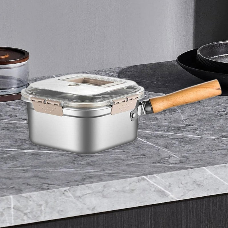 Multifunktion-Set: Fritteuse mit Frischhaltedose-Funktion (abnehmbarer Griff + Deckel)