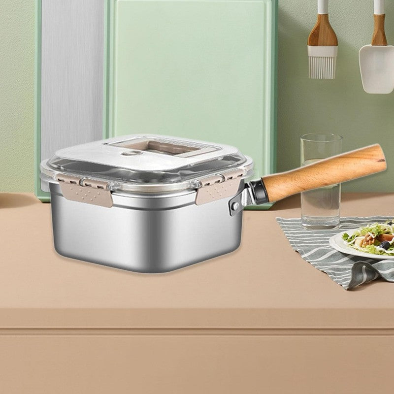 Multifunktion-Set: Fritteuse mit Frischhaltedose-Funktion (abnehmbarer Griff + Deckel)