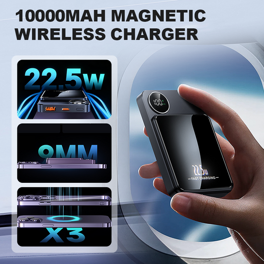 🔋Professionelles magnetisches Ladegerät für Reisende und Profis | 22,5 W kabelgebunden & 15 W kabellos | 10.000 mAh | Schnelle Lieferung