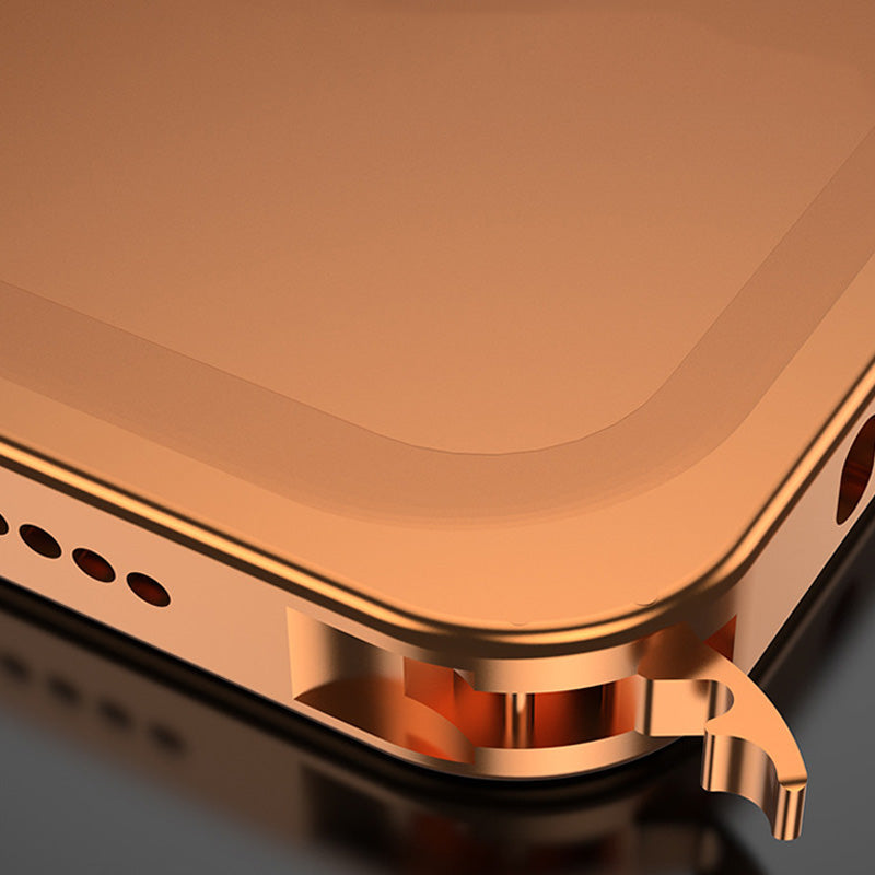 Metallrahmen-iPhone-Hülle mit Wärmeableitung und Seepferdchen-Schnallen-Design