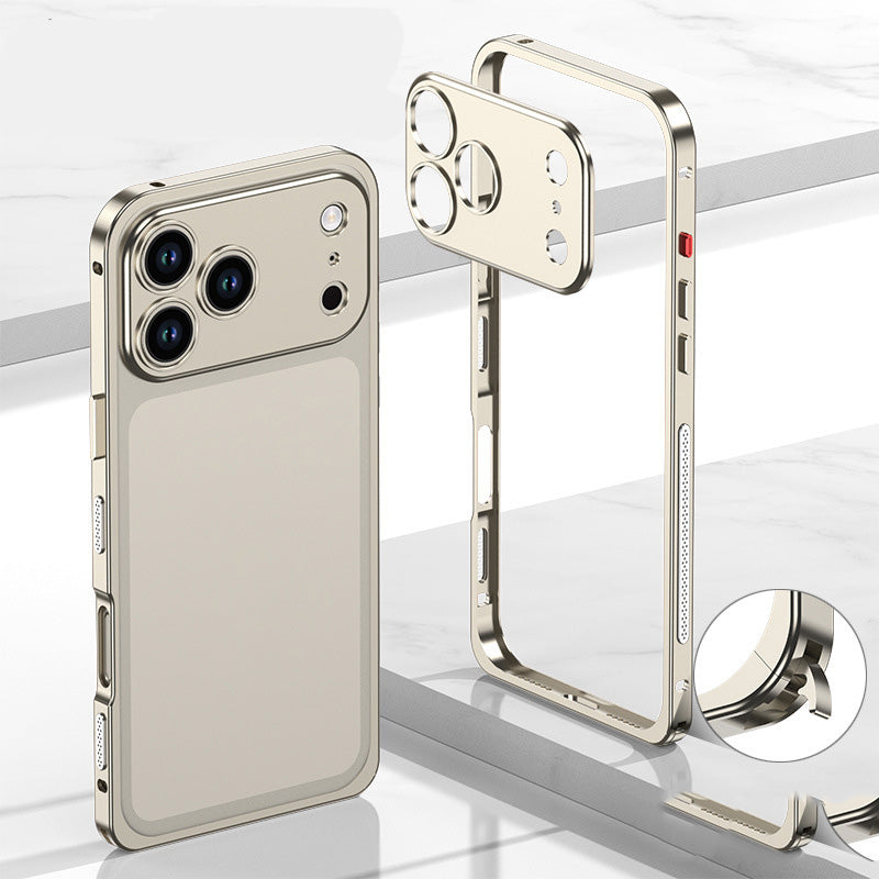 Metallrahmen-iPhone-Hülle mit Wärmeableitung und Seepferdchen-Schnallen-Design