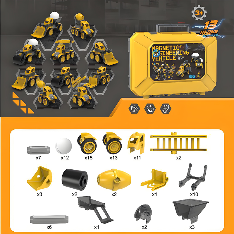 🎄 Magnetisches Fahrzeug-Bauset – Das ideale Weihnachtsgeschenk für kleine Baumeister 🚜