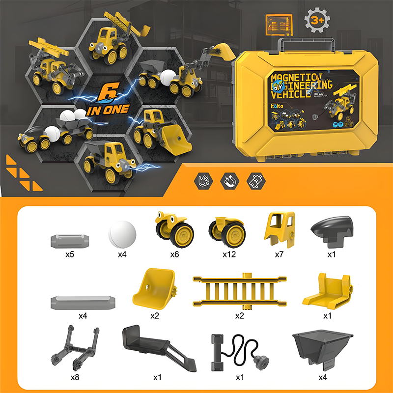 🎄 Magnetisches Fahrzeug-Bauset – Das ideale Weihnachtsgeschenk für kleine Baumeister 🚜