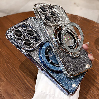 ✨🌟 Magnetisches Etui mit Glitzer-Strass – Unsichtbare Ständer, stylisch & praktisch 💎📱 Perfekt für sichere Aufbewahrung und eleganten Halt! ✨