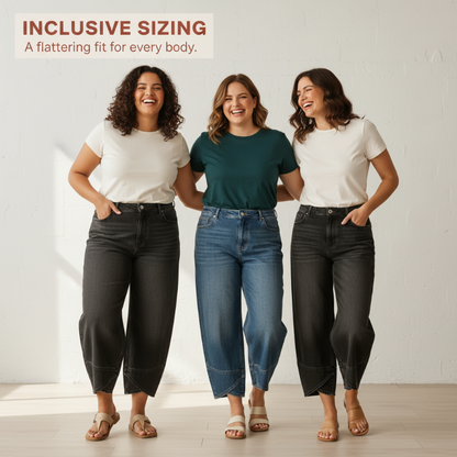 🎉 Neujahrsgeschenk – 60% RABATT!👖 Damen Casual Cropped Weitbein-Jeans (Asymmetrischer Zoom) – Bequem & schmeichelhaft für jede Figur!