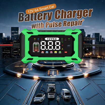 🔥Zeitlich begrenztes Angebot Intelligentes 12V Autoladegerät 6A mit Impulsreparatur - LCD-Display