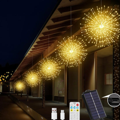 Solar Feuerwerk Lichterkette - IP65 Wasserdicht für Garten, Terrasse & Partys