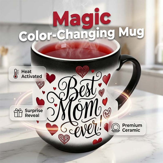 Wärmeaktivierte, farbwechselnde Tasse mit der Aufschrift „Best Mom Ever“