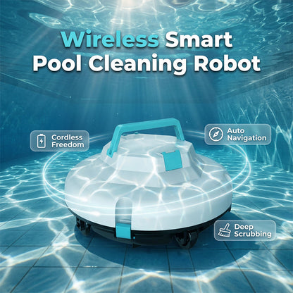 Poolroboter Akku, Akkulaufzeit 130 Minuten, maximale Neigung 18 °, Selbstparken, kabelloser automatischer Poolreiniger, Poolreinigungsroboter, geeignet für flache Pools bis 100 m ²