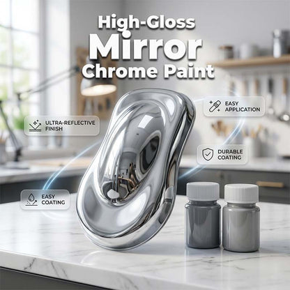 Chrom-Spiegelfarbe auf Wasserbasis – Hochglänzender Metallic-Lack für Kunststoff, Metall & Keramik