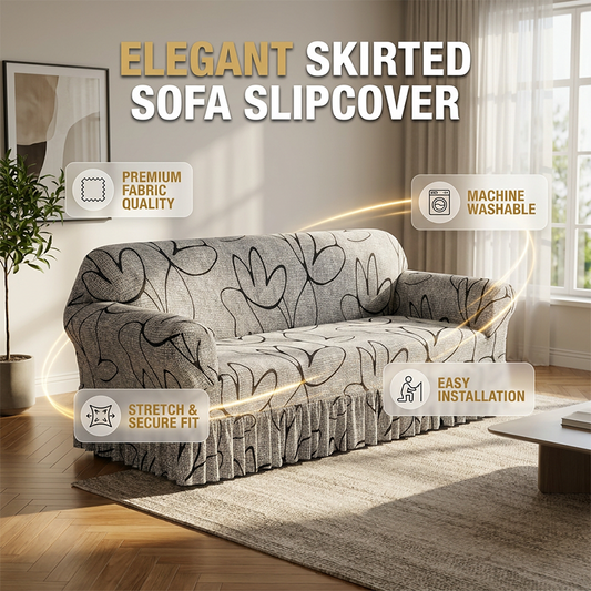 🛋️Sofabezug Stretch Universal – Elastischer Couchbezug mit Rüschensaum & Musterwahl