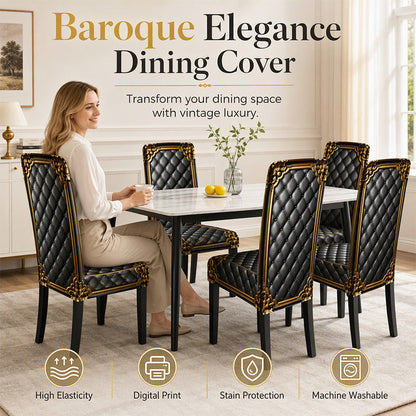 🪑 Waschbarer Stretch-Stuhlbezug | Barock-Design | Elegante Passform für Esszimmerstuhl