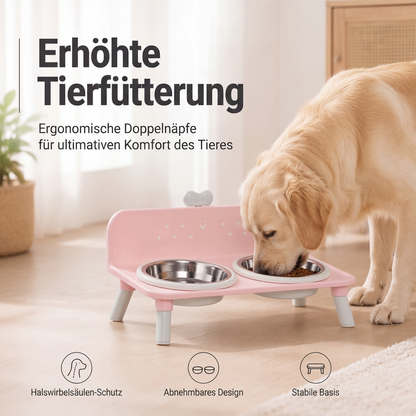 🐾 Höhenverstellbarer Doppelnapf für Hunde & Katzen – Abnehmbare Futternäpfe mit stabilem Napfständer